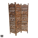 Moroccan Elephants Design Wooden Room Divider | Handmade Folding Partition Screen