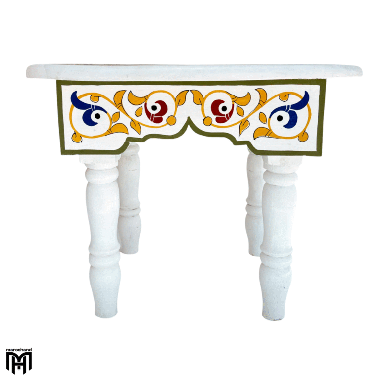 Moroccan Low Mida-W Side Table | Hand-Painted Wood Dining & Coffee Table