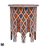 Moroccan SELKAt Hand-Painted Side Table | Artisanal Wood Coffee & Tea Table