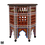 Moroccan Hand-Painted NIHAL Side Table | Artisan Wood Coffee & Accent Table
