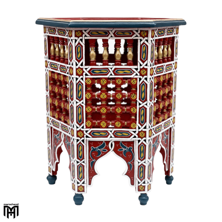 Moroccan Oriental Hand-Painted ROYA Tea Table | Artisan Wood Coffee & Accent Table