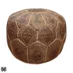 Moroccan KAMELLO Oriental Seat Cushion | Round Leather Pouf Ottoman