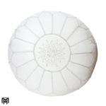 Moroccan RONDA Arabian Seat Cushion | White Leather Pouf