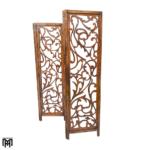 Moroccan Flora Design Wooden Screen | Handcrafted Folding Room Divider Panel