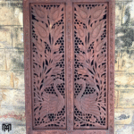 Moroccan Hand Carved Floral Teakwood Room Divider | Free Standing Folding Wood Panel