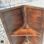 Moroccan Mid Century Folding Partition with Shelf | Handmade Wooden Room Divider