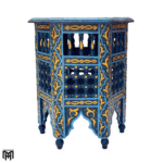 Moroccan Oriental ZARGITA Blue Side Table | Handcrafted Wood Coffee Table