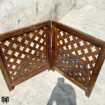 Moroccan Mid-Century Modern Brown Wood Room Divider | Handmade Pet & Baby Partition Screen