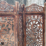 Moroccan Handmade Lotus Wood Room Divider | Brown Folding Partition Screen