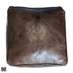 Moroccan Square Leather Seat Cushion | Dark Brown Ottoman Pouf & Floor Seat