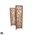 Moroccan Flora Design Wooden Screen | Handcrafted Folding Room Divider Panel