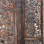 Moroccan Handmade Lotus Wood Room Divider | Brown Folding Partition Screen