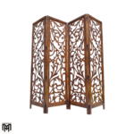 Moroccan Flora Design Wooden Screen | Handcrafted Folding Room Divider Panel