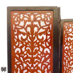 Moroccan Mid Century Mesh Design Wooden Partition | Self-Standing Room Divider