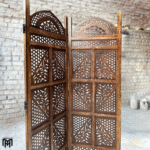 Moroccan Mid Century Wooden Room Divider | Handmade Folding Partition Screen