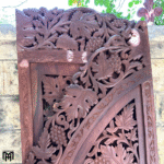 Moroccan Spanish Flora Design Teakwood Screen | Standing Folding Room Divider Panel