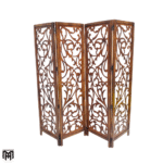 Moroccan Flora Design Wooden Screen | Handcrafted Folding Room Divider Panel