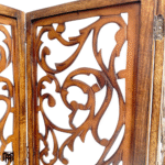 Moroccan Flora Design Wooden Screen | Handcrafted Folding Room Divider Panel