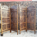 Moroccan Mid Century Wooden Room Divider | Handmade Folding Partition Screen