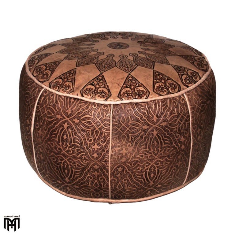 Moroccan CONSUL Leather Seat Cushion | Arabian Ottoman Pouf & Floor Seat