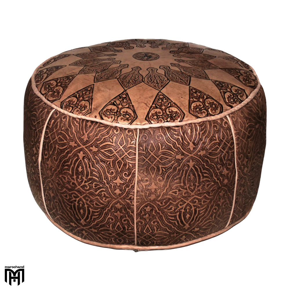 Moroccan CONSUL Leather Seat Cushion | Arabian Ottoman Pouf & Floor Seat