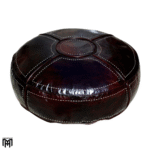 Moroccan RONDA Arabian Leather Seat Cushion | Dark Brown Leather Poufs